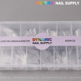 (Ultra Thin) Medium Almond Extension Nail Tips - Half Cover - 600pcs - 12 sizes