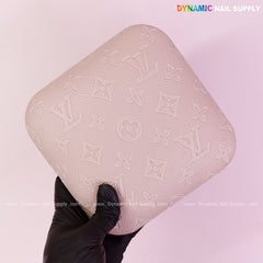 (Beige LV Engrave) Leather Elbow-rest Pad Arm Rest Support for Manicure Nail Desk