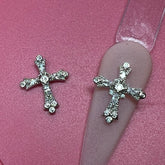 2 pcs Vintage Crucify (Crosses) Charm for Nails Art Design (Rhinestones engraved)