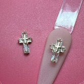 2 pcs 3D Crucify Charm for Nails Art Design (Rhinestones engraved)