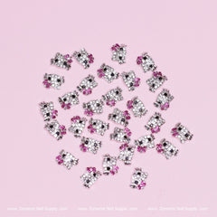 (Magenta) 30 pcs Metal Hell0 Kitty Design Nail Charms (zircon alloy charm)