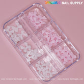 30 pcs White - Pink Resin Bows Charm for Nails Art Design