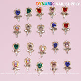 20 pcs Magic Wand with Heart rhinestones Charm (Mixed Colors) for Valentines Nails Design