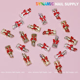 20 pcs Lipstick Charms with Red Bows for Valentines Nail Art Design