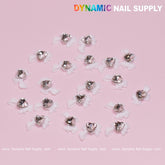 20 pcs Luxury White Bow Charms with crystal heart shape stones For Nail Art Designs