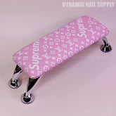 (RA054 - White Spreme/LV Pattern - Pink Base) Handrest for Nail Table Manicure Services (Reposabrazos Para Manicura)