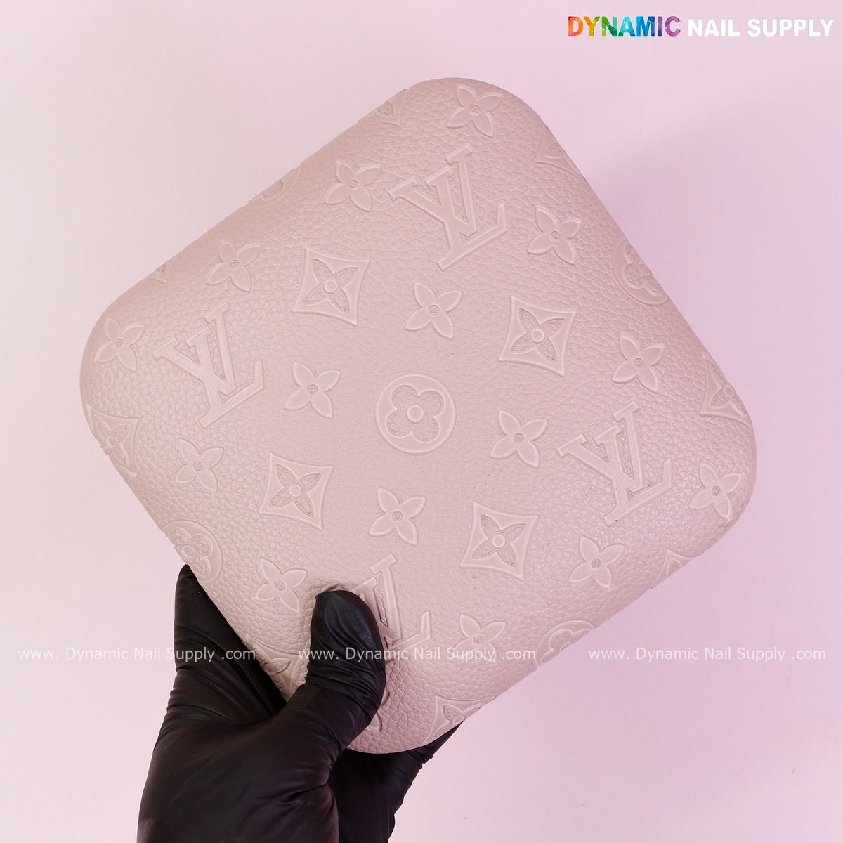 (Beige LV Engrave) Leather Elbow-rest Pad Arm Rest Support for Manicure Nail Desk