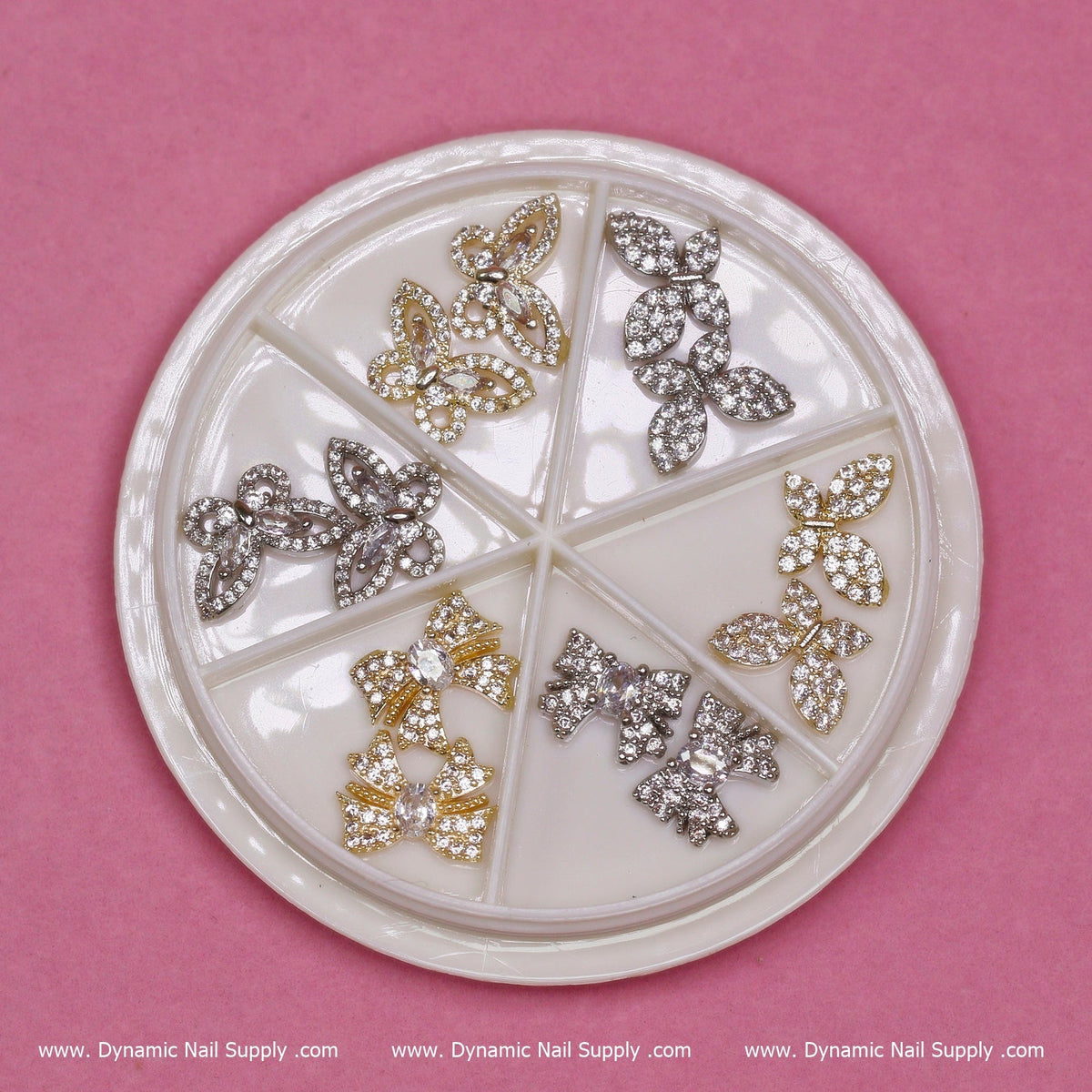 (Gold) 12 pcs Unique Butterfly Rhinestone Charm for Nails Art Designer