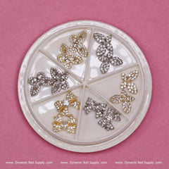 (Gold) 12 pcs Unique Butterfly Rhinestone Charm for Nails Art Designer