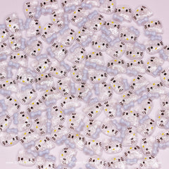 (Clear & Blue) 100 pcs Cute Resin Hell0 Kitty Design Nail Charms