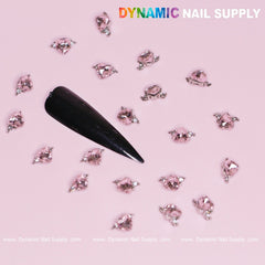 20 pcs Pink Sapphire Heart Charm (Solitaire shape)  for Valentine Nails Design