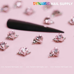 20 pcs Pink Sapphire Heart Charm (Solitaire shape)  for Valentine Nails Design