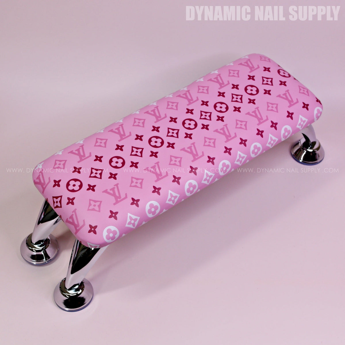 (RA021 - White/Pink LV Pattern - Pink Base) Armrest for Nails Studio Manicure Services  (Reposabrazos Para Manicura)