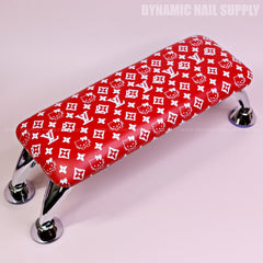 (RA031 - White LV/Kitty Pattern - Red Base) Handrest for Nail Table Manicure and Pedicure Services  (Reposabrazos Para Manicura)